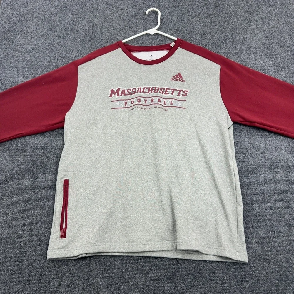 Massachusetts Football Adidas Pullover Mens XL Gray Polyester Aeroready Sporty